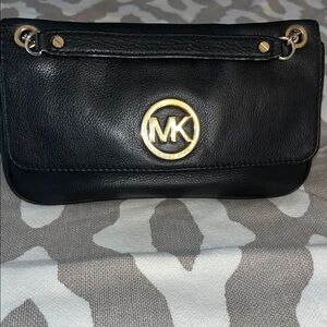Michael Kors Black Clutch with Gold Accents
